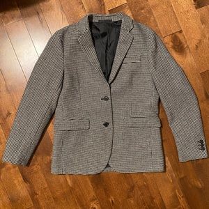 Uniqlo Wool Blend Houndstooth Plaid Check Blazer
